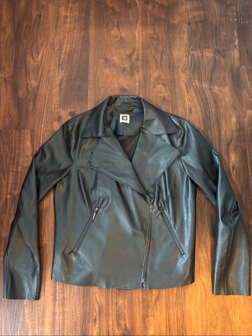 Anne Klein Asymmetric Faux Leather Jacket
